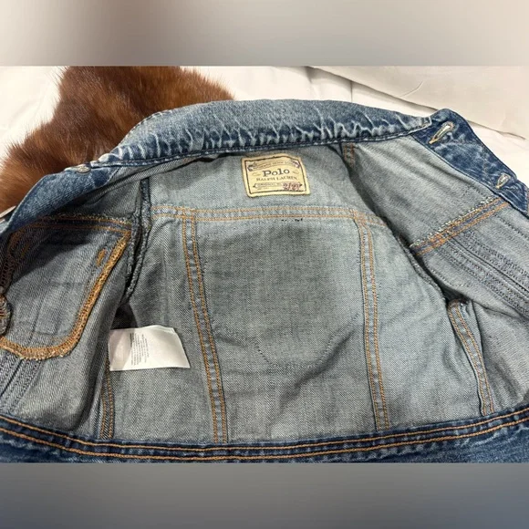Polo by Ralph Lauren Kids Denim Jacket with Orange and Black Accents - Picture 5 of 6